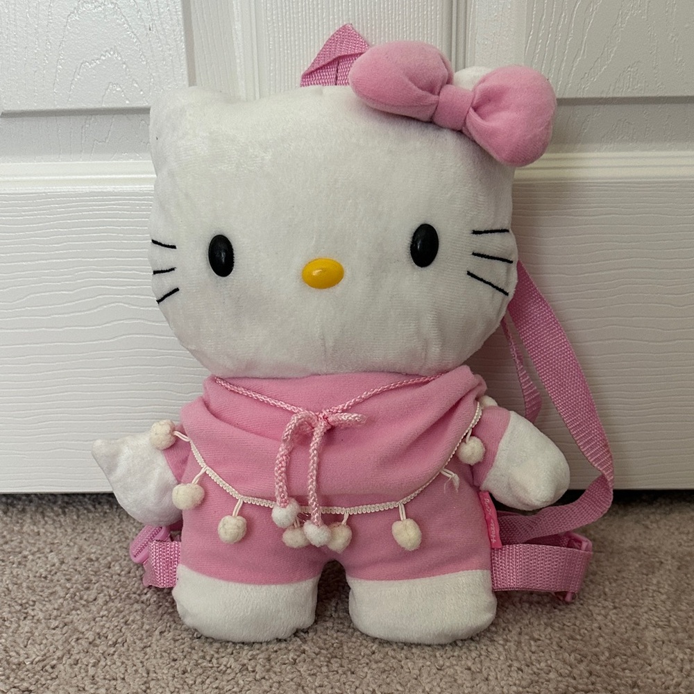Hello Kitty Pink and White Plush Backpack